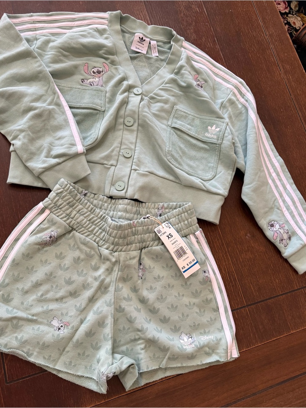 Adidas Disney Lilo & Stitch Cardigan and Shorts set